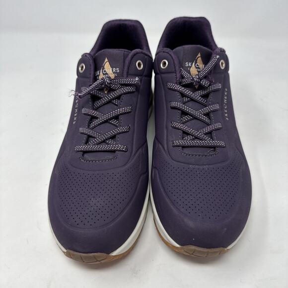 Skechers Womens Uno Shimmer Away Lace Up‎ Dark Purple Slip On 9.5 Sneaker Shoes - Picture 2 of 11